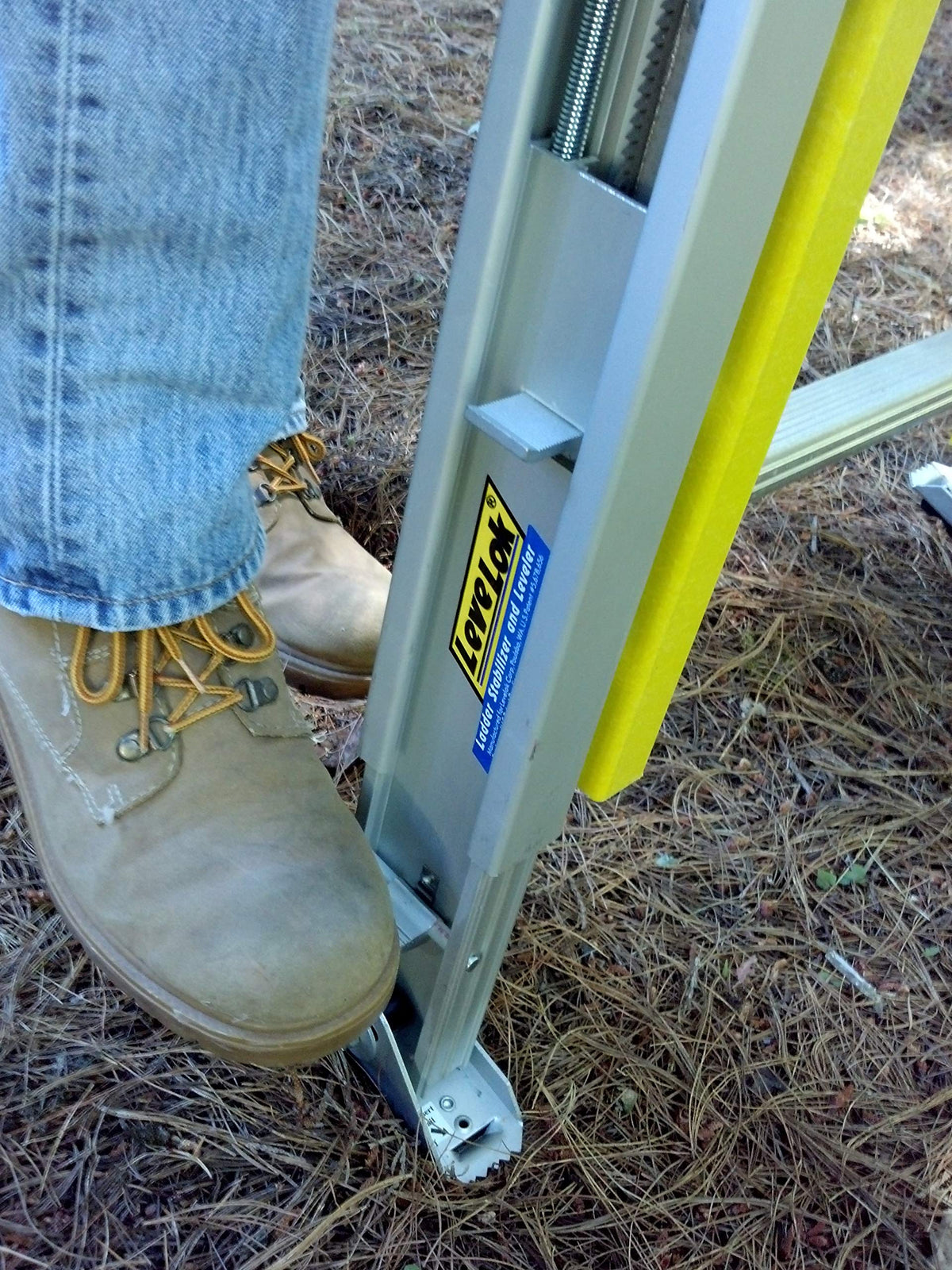 Levelok heavy-duty swivel shoes with auto-engaging lock secure grip on uneven surfaces.