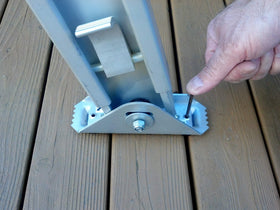 Levelok safety lock mechanism engages to prevent ladder movement.