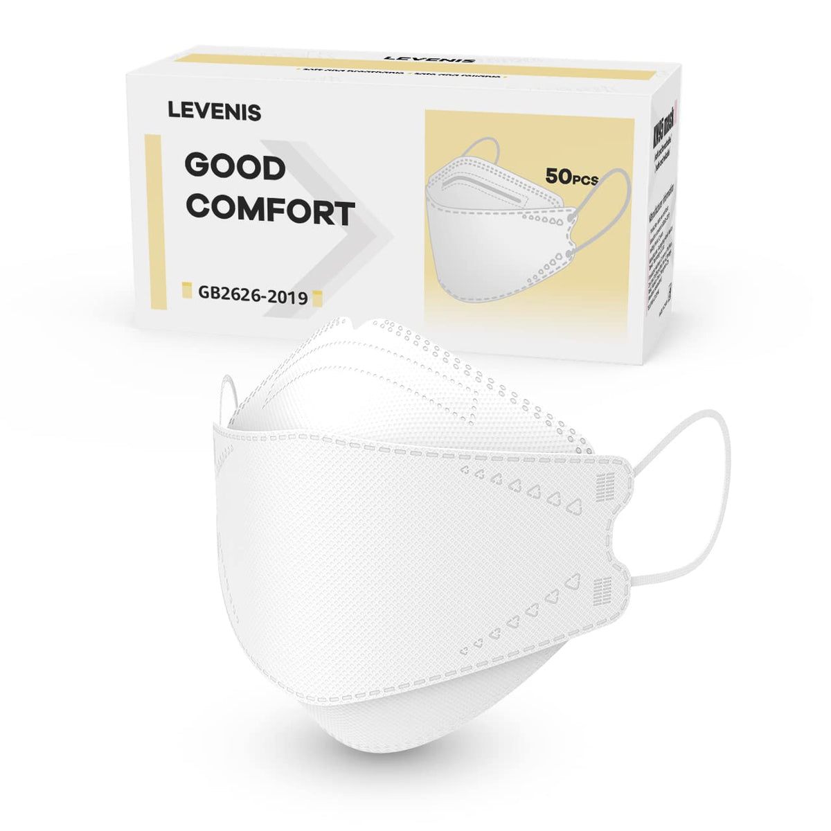LEVENIS 50-pack box ready for convenient daily use.