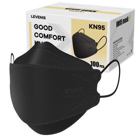 LEVENIS KN95 black masks pack shot highlighting bulk convenience