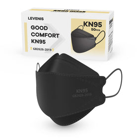 LEVENIS KN95 mask 50-pack in a black box for easy storage and protection.