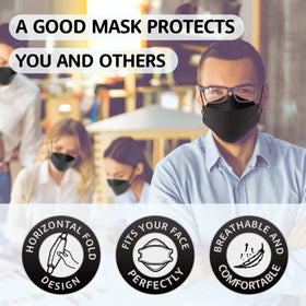 LEVENIS KN95 mask ergonomic 3D design for a snug, glasses-friendly fit.