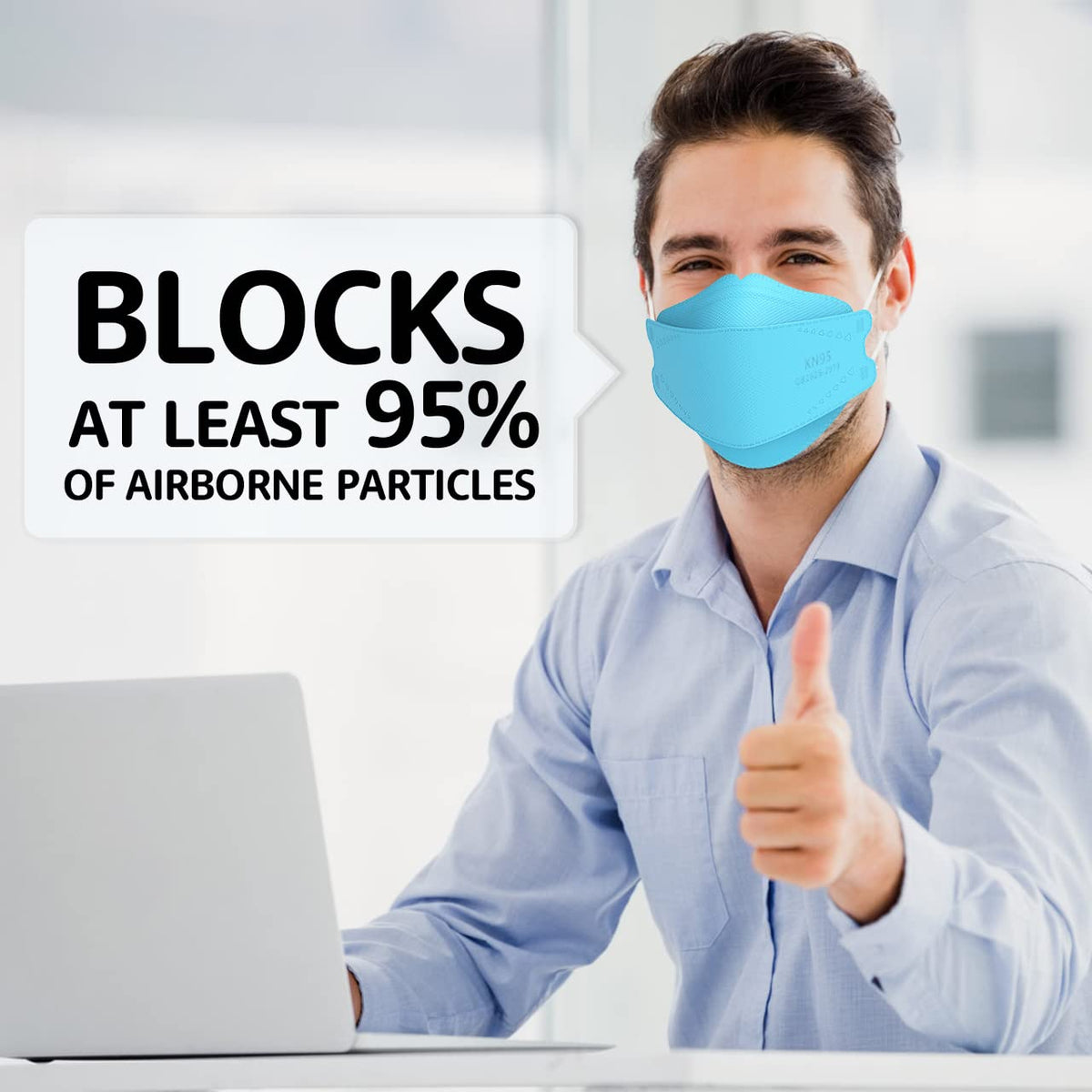 LEVENIS KN95 mask blue glasses stay fog-free while wearing
