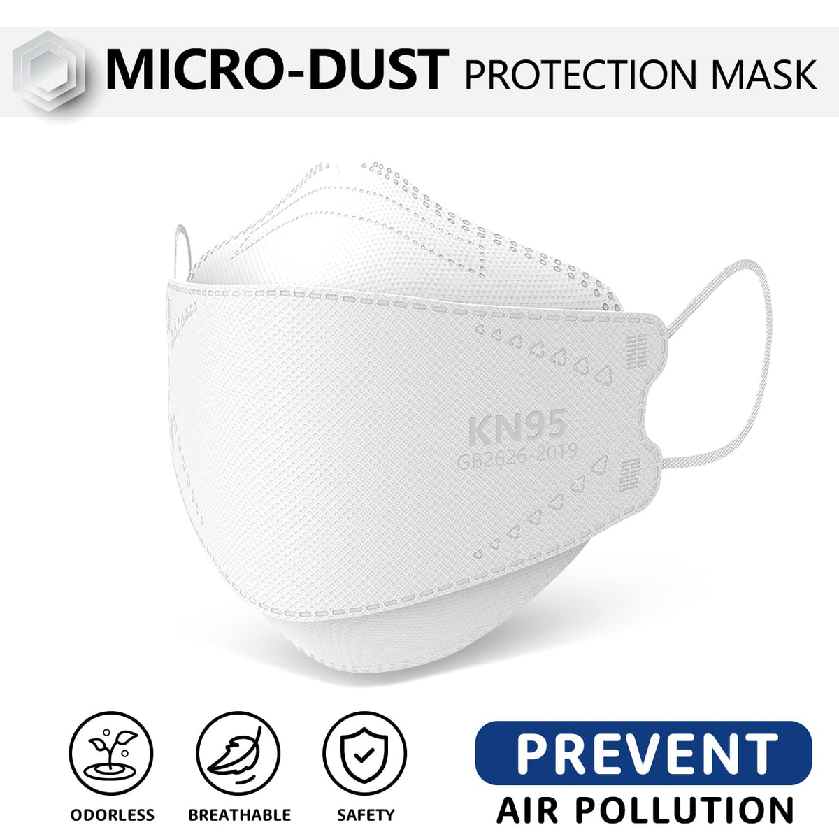 LEVENIS KN95 outer fabric layer protects while remaining breathable.