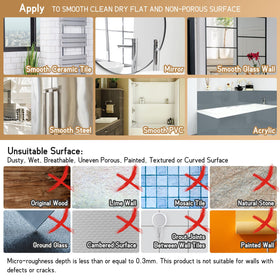 LEVERLOC bathroom organization with multiple hooks on a smooth wall.
