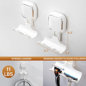 Ergonomic curved razor hanger fits most razors for stable hanging.
