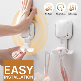 LEVERLOC heavy-duty shower hooks 2-pack organize towels and bath accessories.