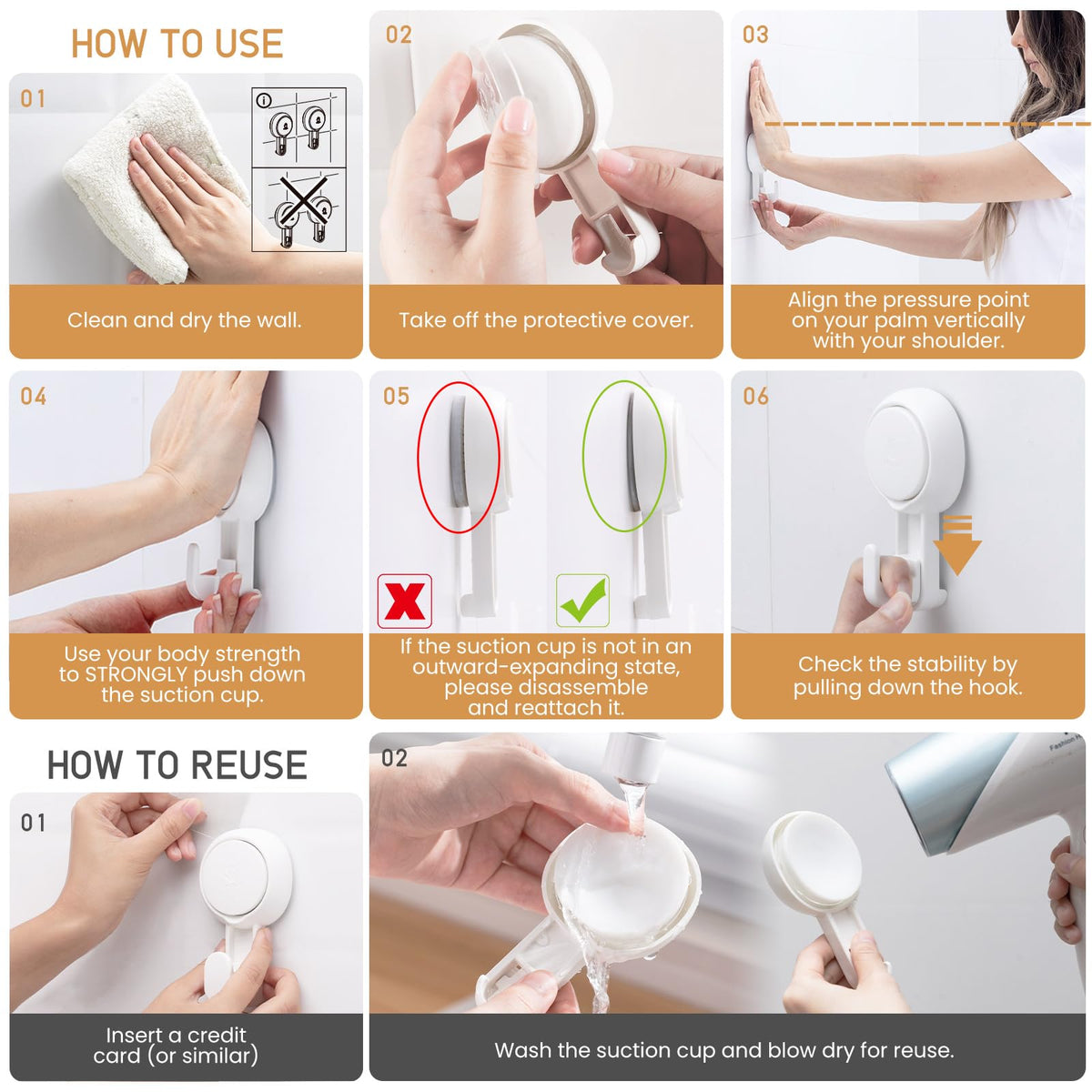 LEVERLOC multi-surface hook suitable for tile, glass, and metal.