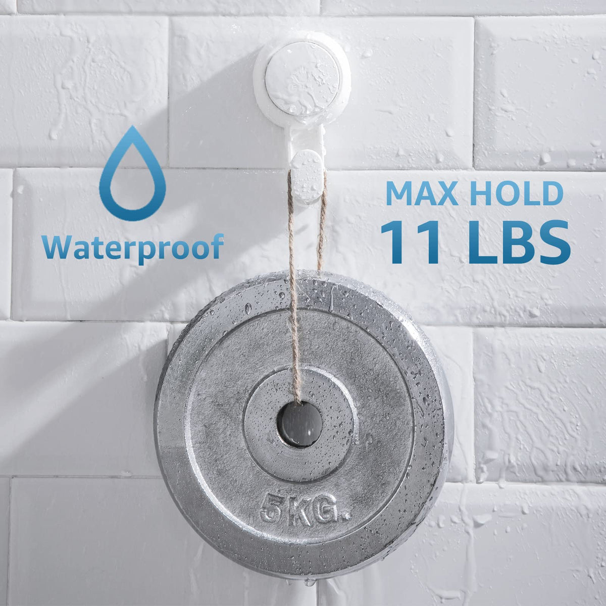 LEVERLOC towel hook holds up to 11 lbs on smooth surfaces.