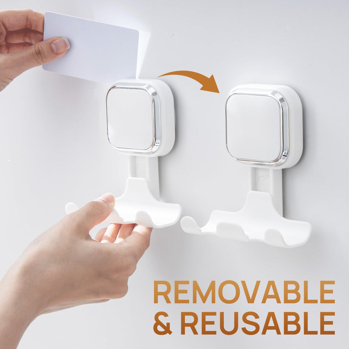 Weatherproof suction cup endures moisture and temperature changes in showers.