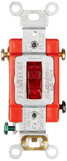 Leviton 1221-PLR self-grounding clip shows easy grounding in metal boxes.