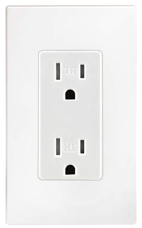 Leviton duplex contacts close-up highlights double-wipe design for reliable conductivity.