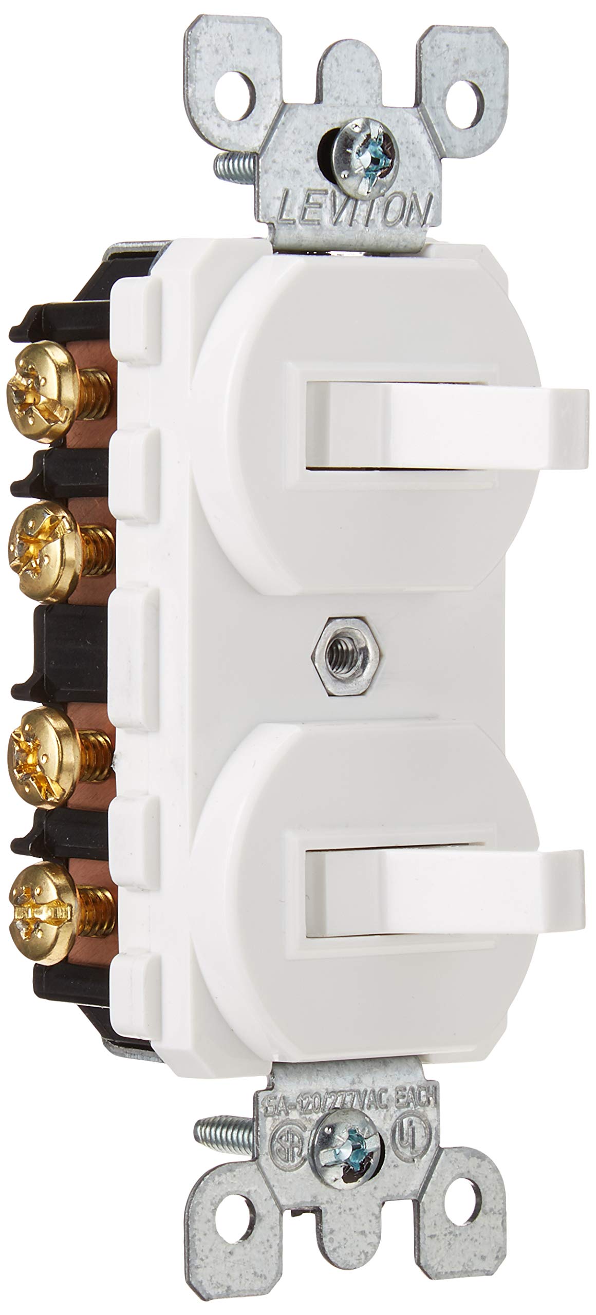 Leviton 5243-W duplex 3-way switch front view for flexible control