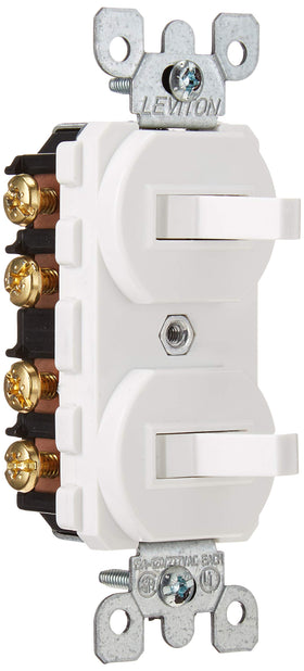 Leviton 5243-W duplex 3-way switch front view for flexible control
