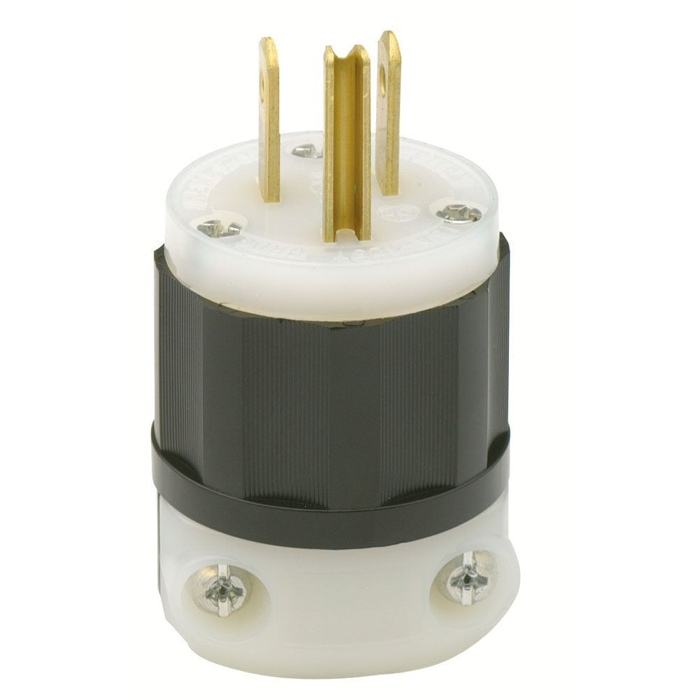 Leviton 5266-C grounding plug in black and white for reliable 15A 125V connections