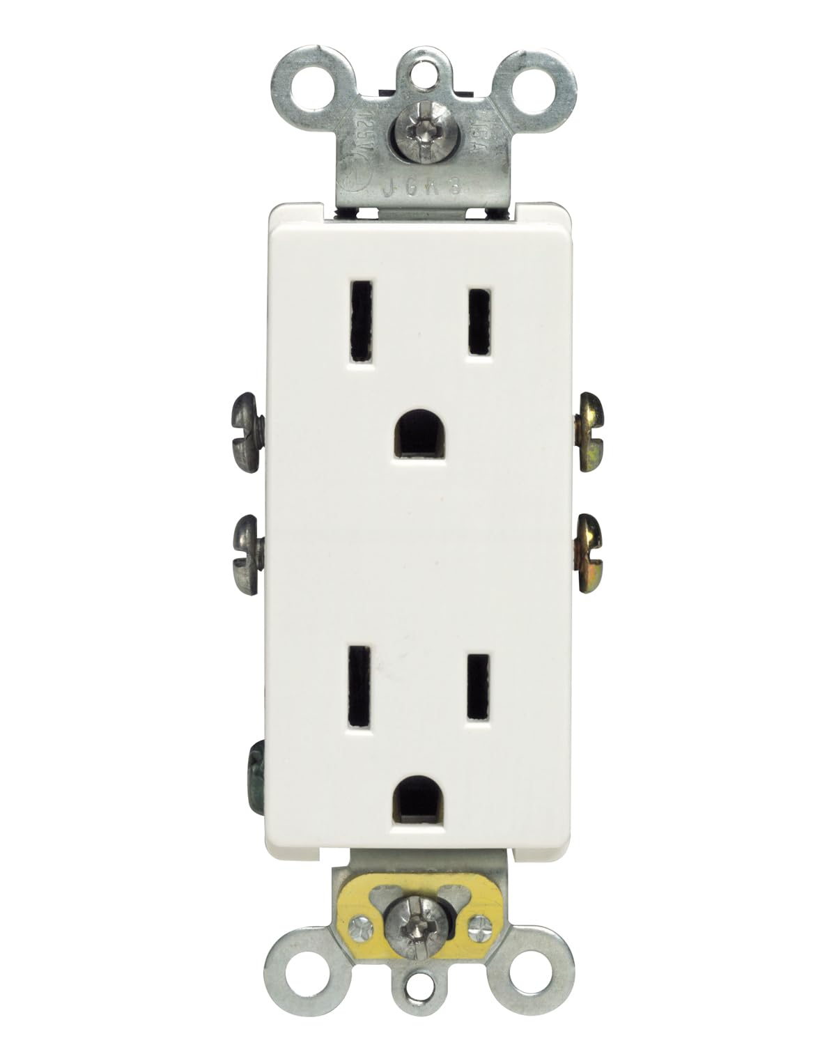 Leviton 5325-WMP front view receptacle; reliable power delivery for homes
