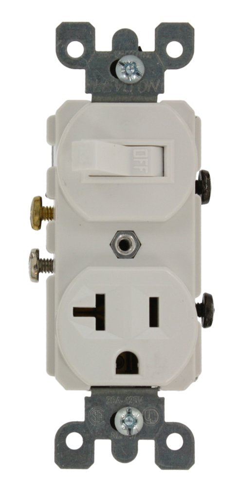 Leviton 5335-W duplex switch-receptacle with grounding for reliable power control in commercial spaces