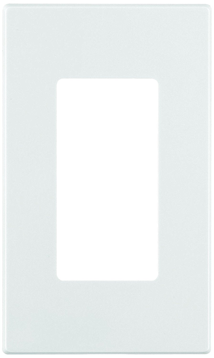 Leviton Decora Plus 1-gang wallplate in white, ideal for a tidy home office or living space