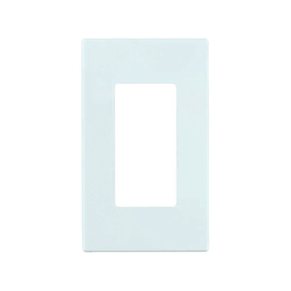Leviton 80301-SW screwless wallplate closeup highlighting durable polycarbonate construction.