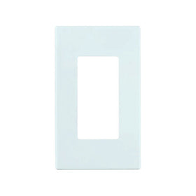 Leviton 80301-SW screwless wallplate closeup highlighting durable polycarbonate construction.