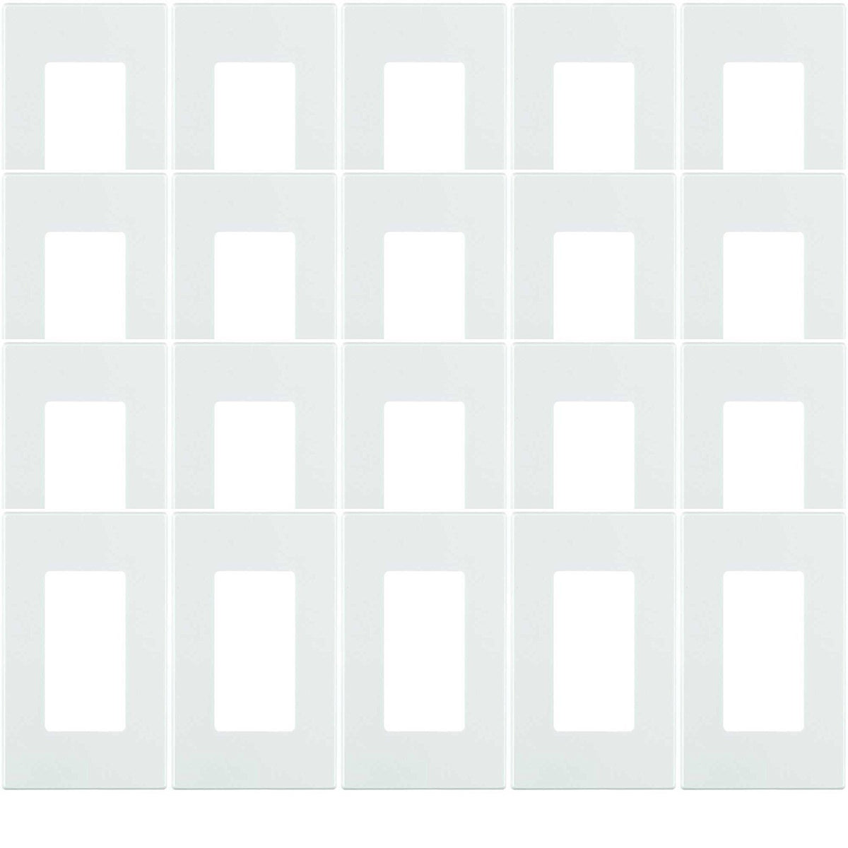 Leviton 80301-SW screwless wallplate front view for a sleek, easy-to-clean look.