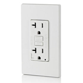 Leviton AGTR2-W tamper-resistant face with lockout prevents unsafe resets.