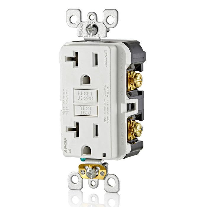 Leviton AGTR2-W test and reset buttons for local diagnostics.