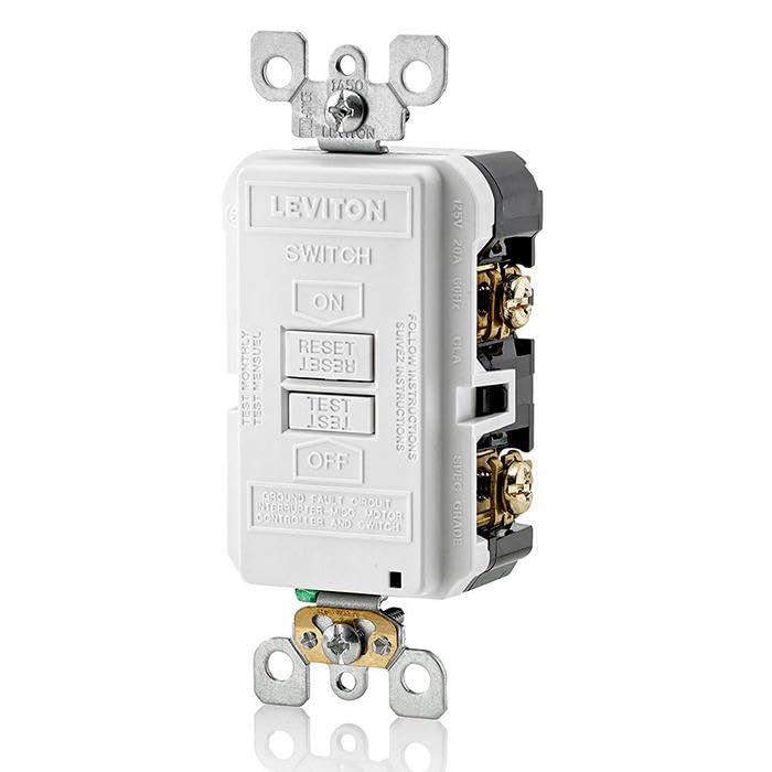 Leviton blank face GFCI reset/lockout prevents unsafe resets