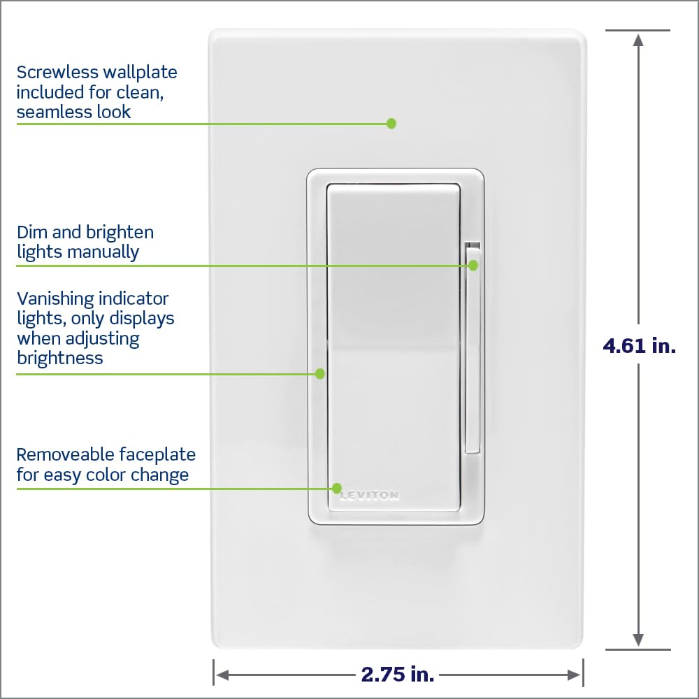 Leviton D2ELV-1BW dimmer controls minimum and maximum brightness.