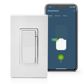 Leviton Decora Smart Dimmer front view showing smooth dimming capabilities