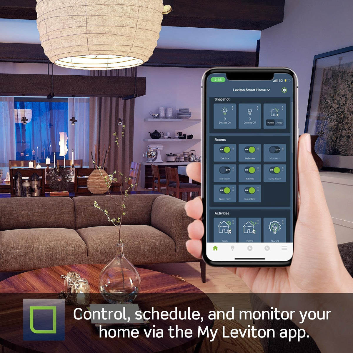 Night settings demonstration on Leviton Dimmer for subtle lighting