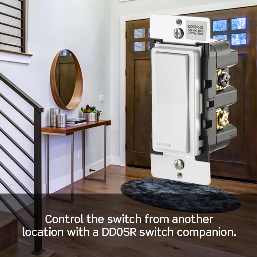 Leviton Decora Smart Switch Z-Wave 800 Series three-way setup for flexible control.