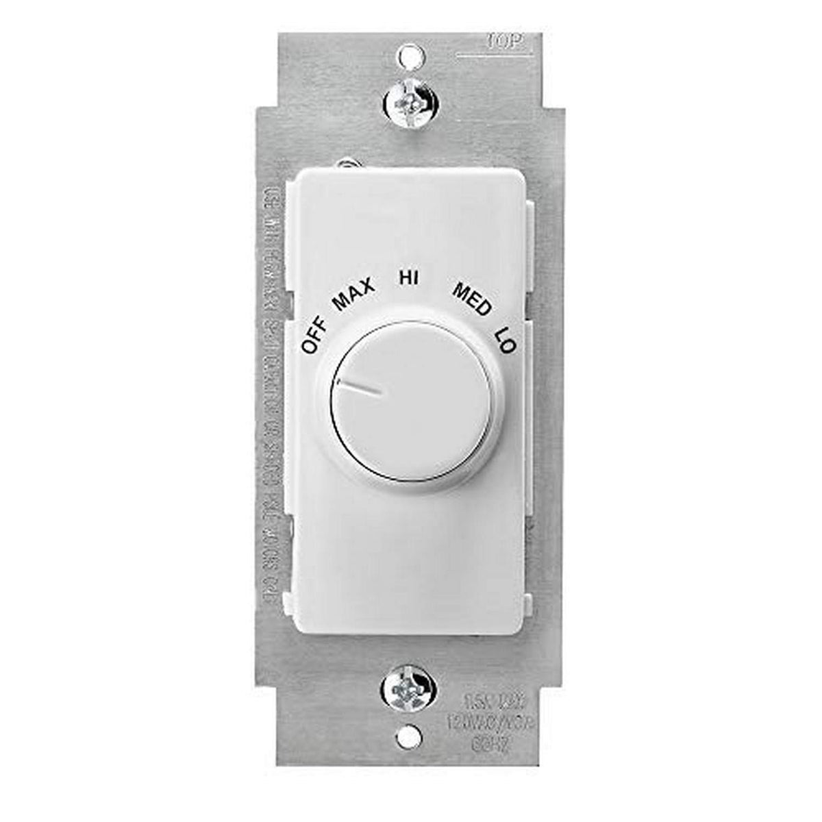 Leviton Decora Illumatech Quiet Fan Speed Control faceplate offers smooth, quiet operation for living spaces.