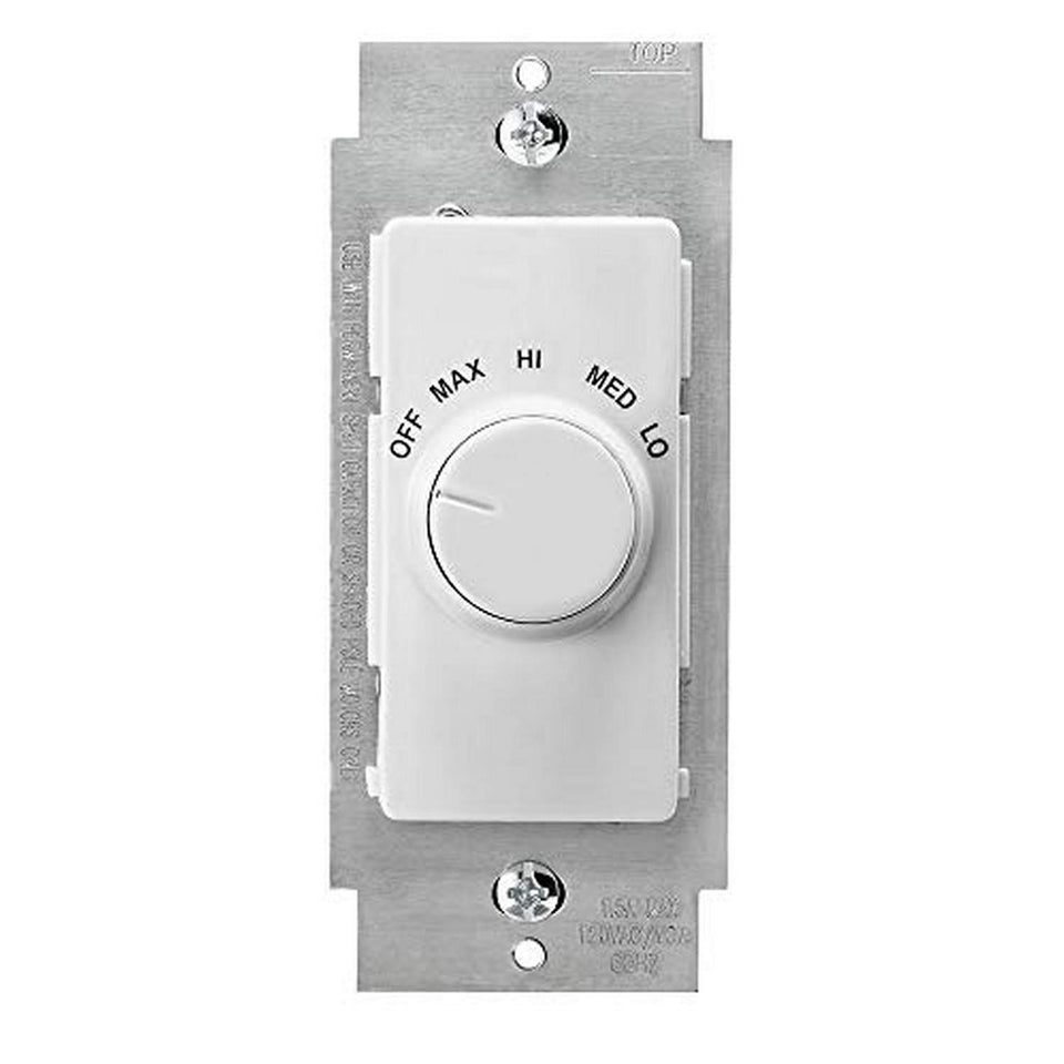 Leviton Decora Illumatech Quiet Fan Speed Control faceplate offers smooth, quiet operation for living spaces.