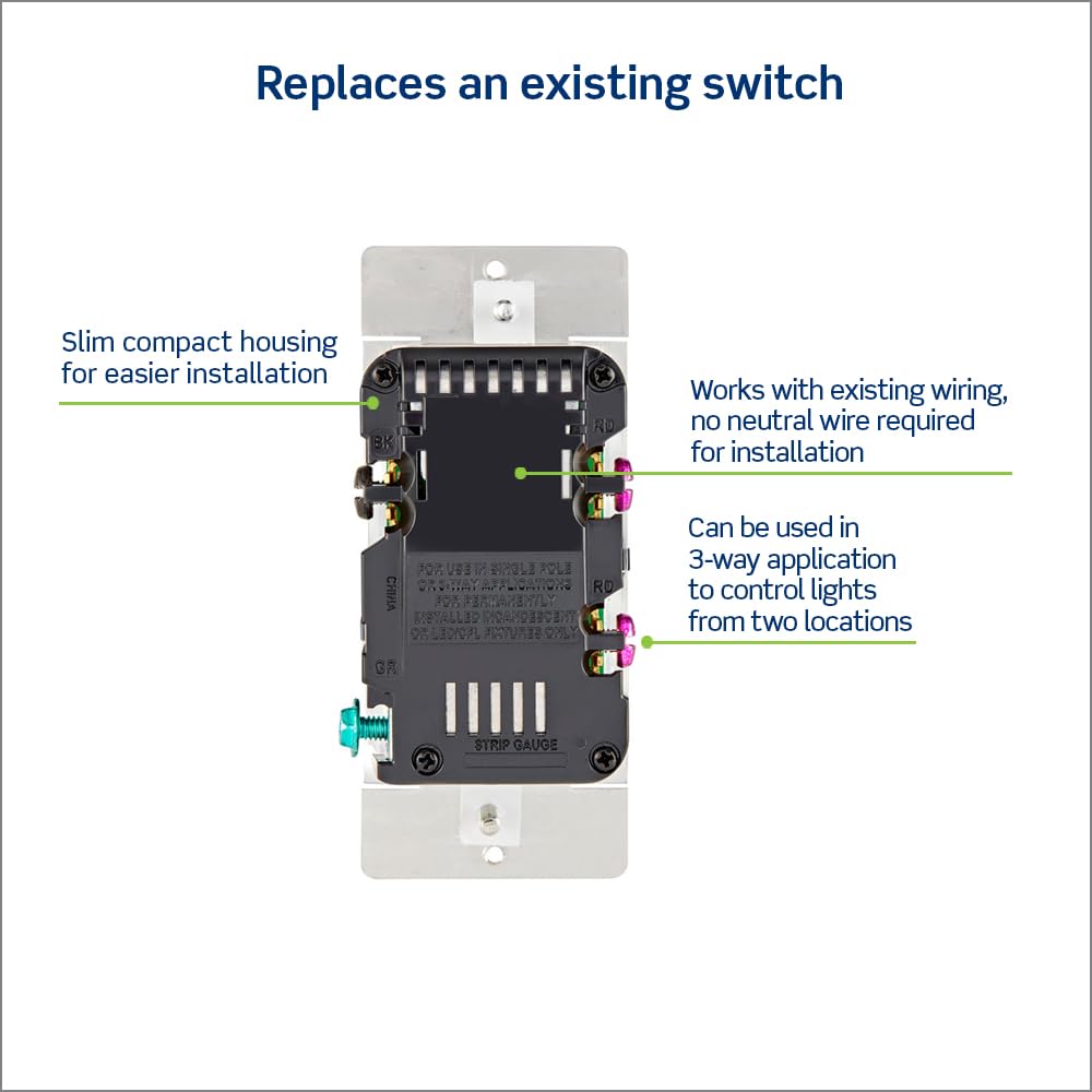 Leviton DSL06-1LZ dimmer in-wall installation shows slim profile and easy wiring