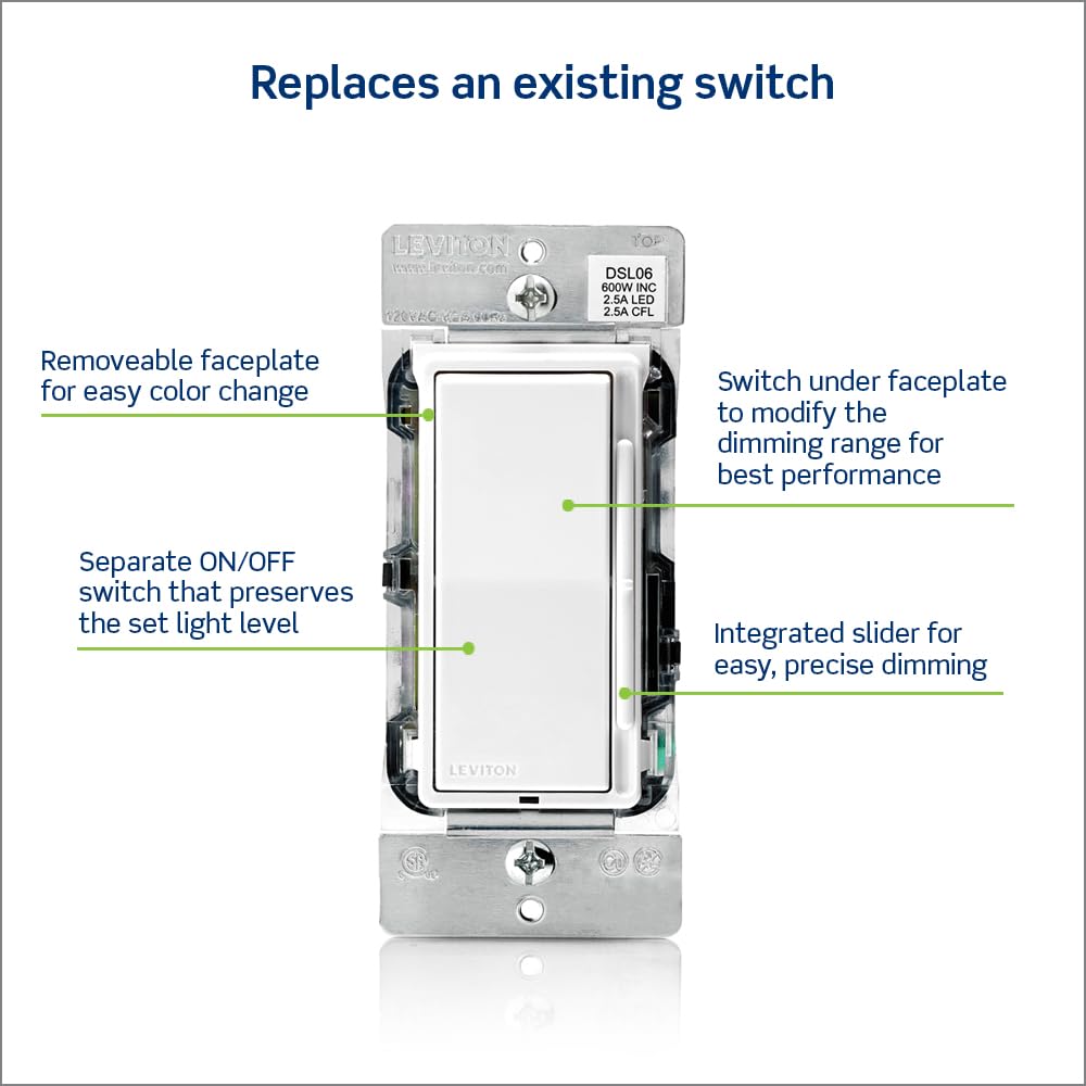 Leviton DSL06-1LZ with light almond faceplate for warm interiors