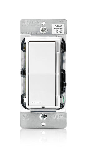 Leviton Decora slide dimmer with white faceplate for adjustable LED and incandescent lighting