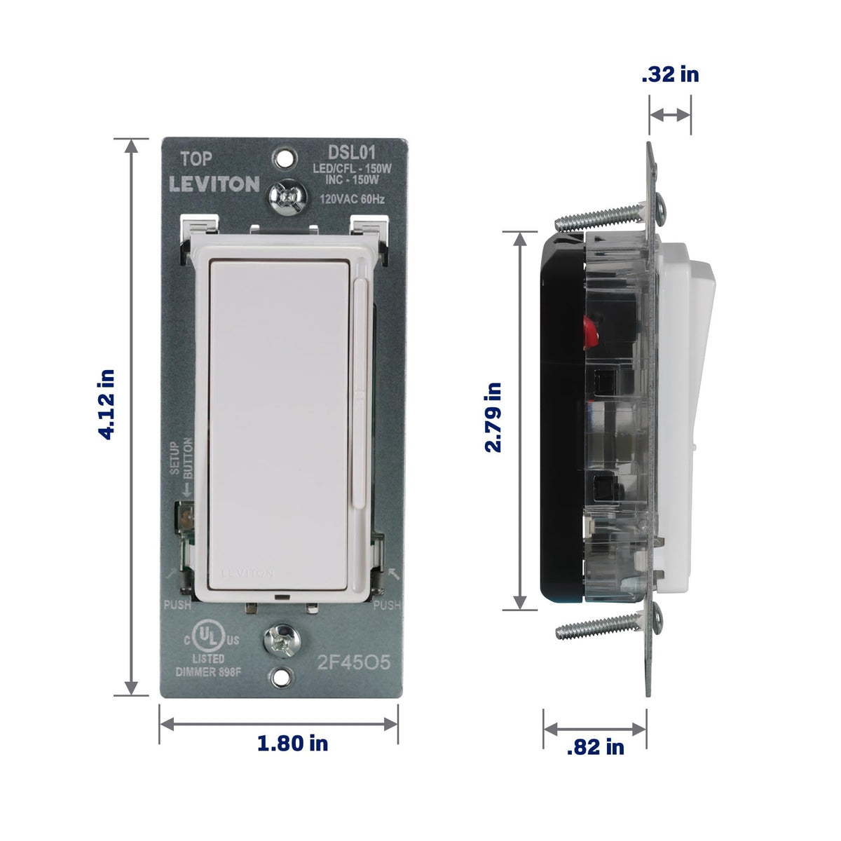 Leviton Decora Slide Dimmer provides flicker-free LED dimming for stable ambience