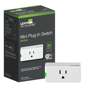 Leviton Decora Smart Plug 2nd Gen closeup for compact plug-in control.