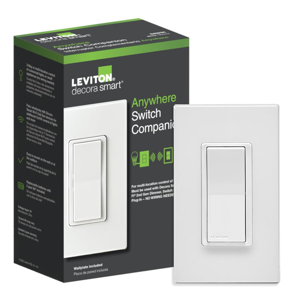 Leviton Decora Smart Switch Anywhere Companion mounted on wall for flexible, wire-free control.
