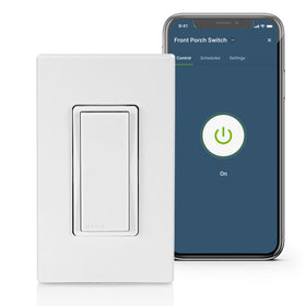 Leviton Decora Smart Switch D315S-1RW wall plate with locator light for easy night visibility.