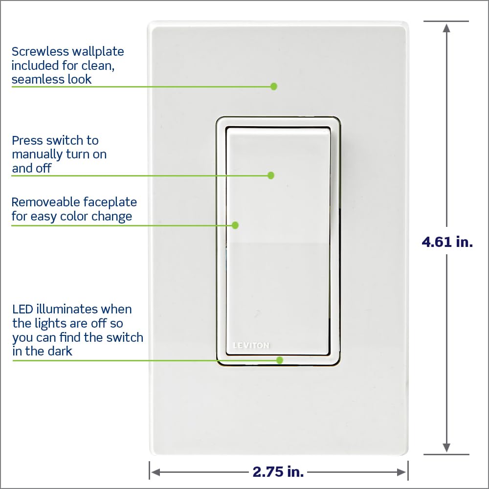 Leviton Decora Smart Switch in-wall installation with easy wiring