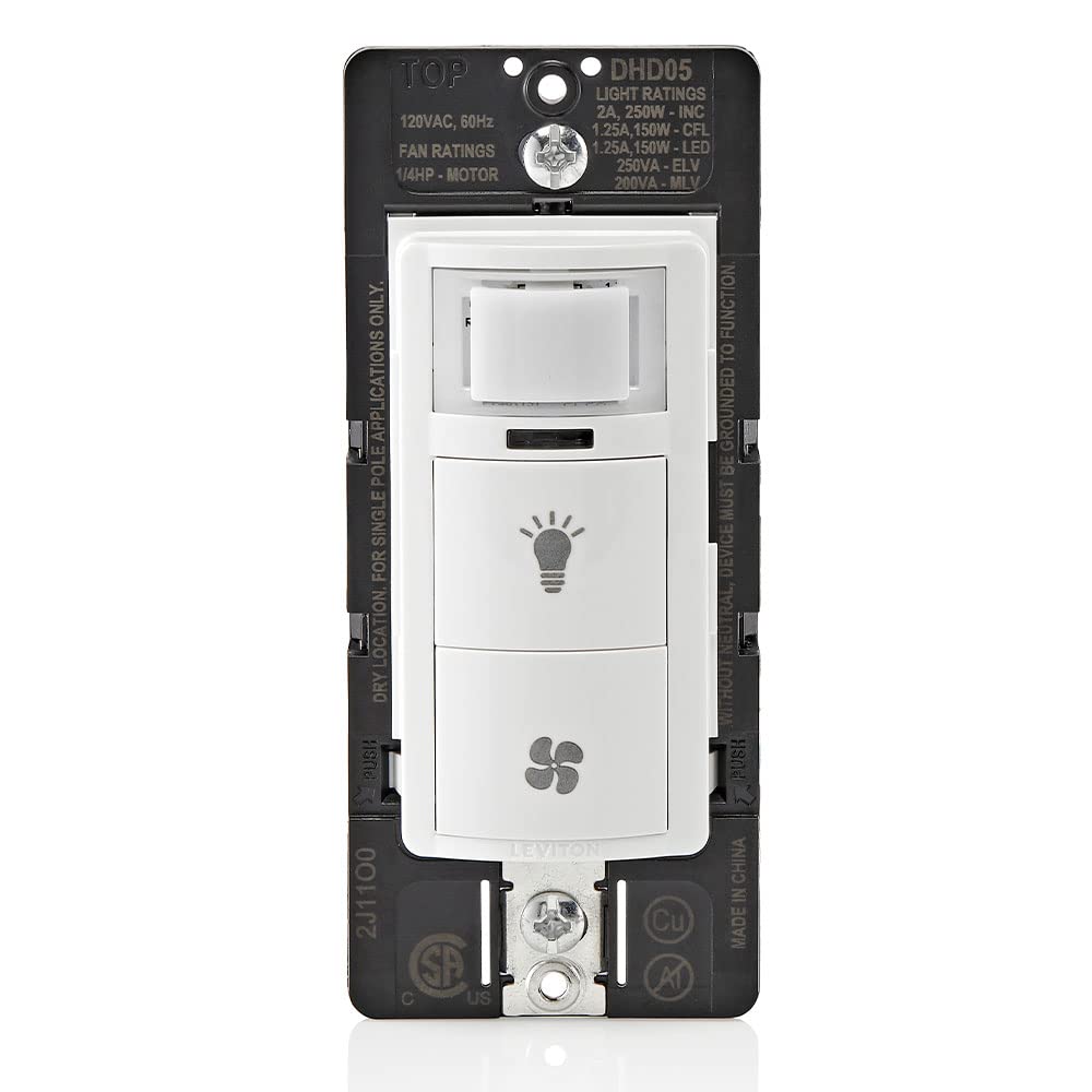 Leviton DHD05-1LW humidity sensor and fan control enables automatic moisture management