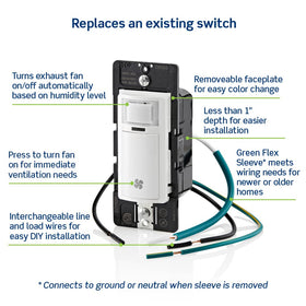 Leviton DHS05-1LT slim profile fits most residential wallboxes discreetly.