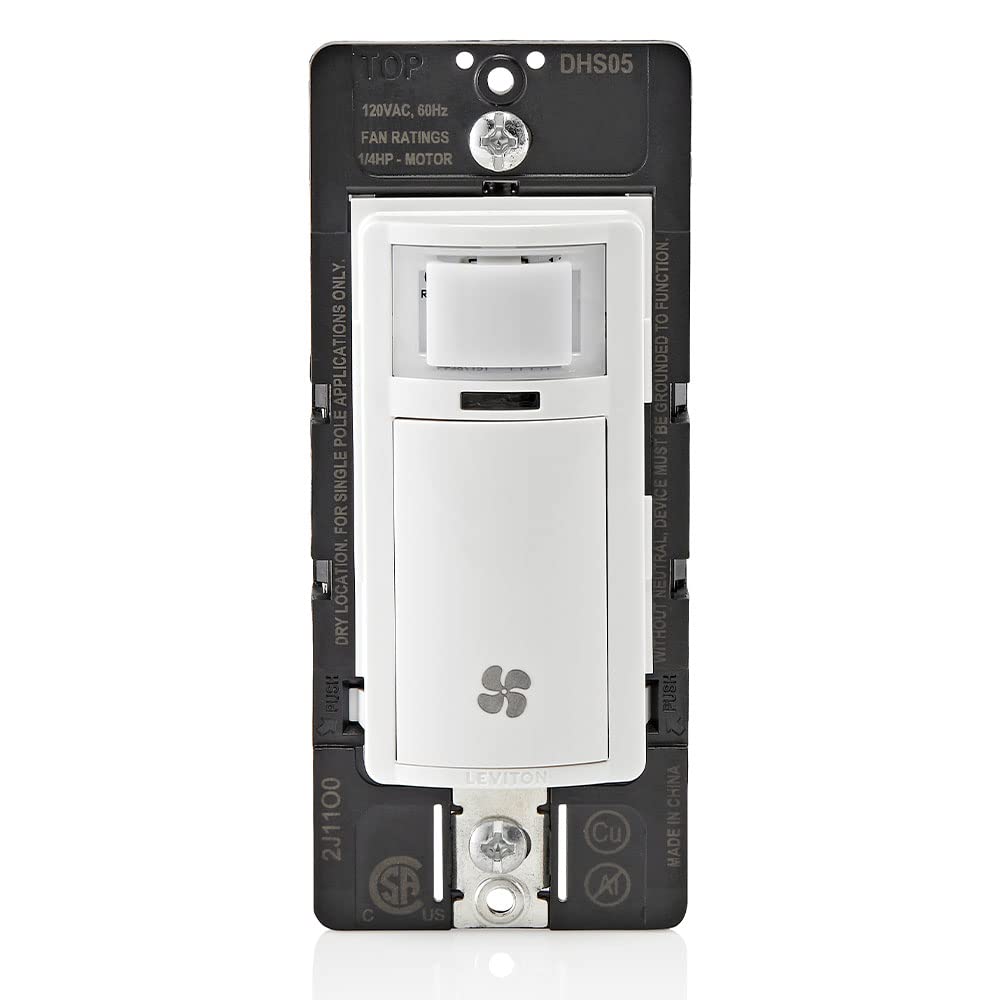 Leviton DHS05-1LW humidity-sensor switch for bathroom exhaust automates ventilation