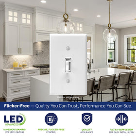 Leviton dimmer easy installation for fast, tool-free wiring.