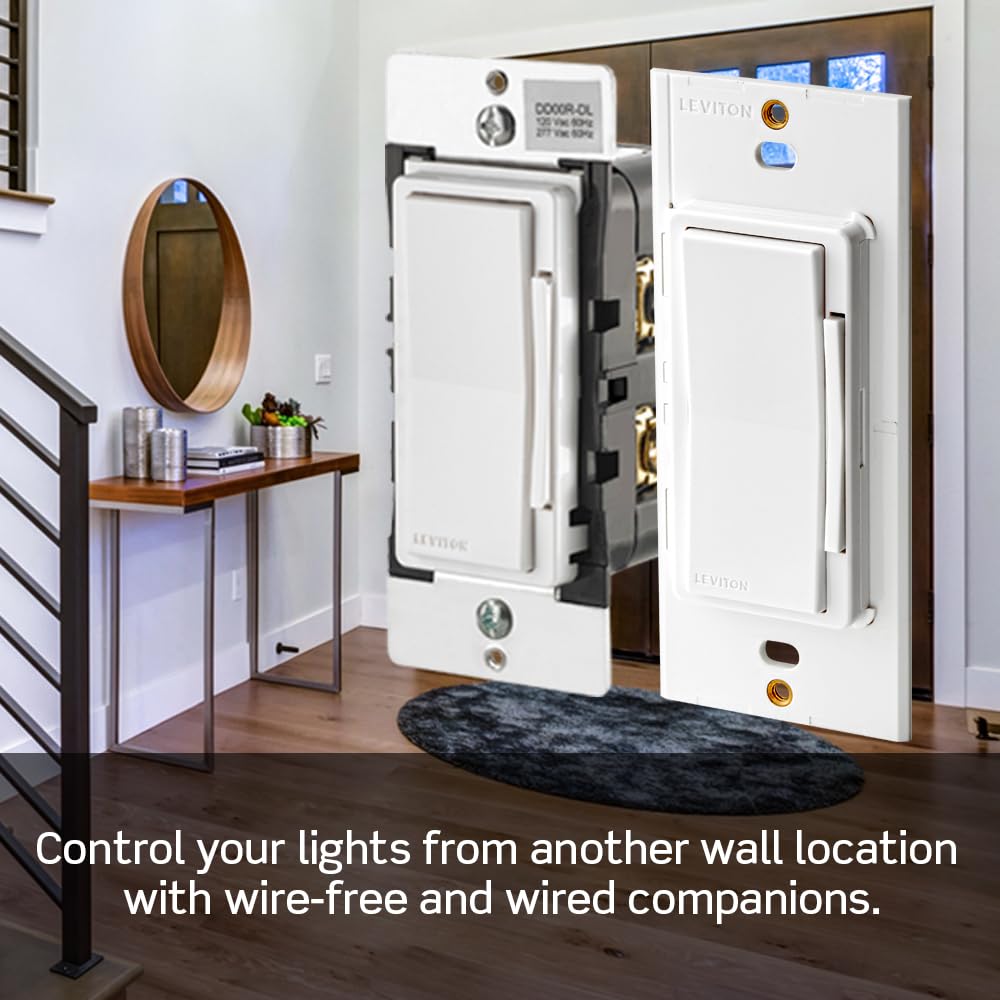 Hubless installation of Leviton Dimmer with guided My Leviton app setup.
