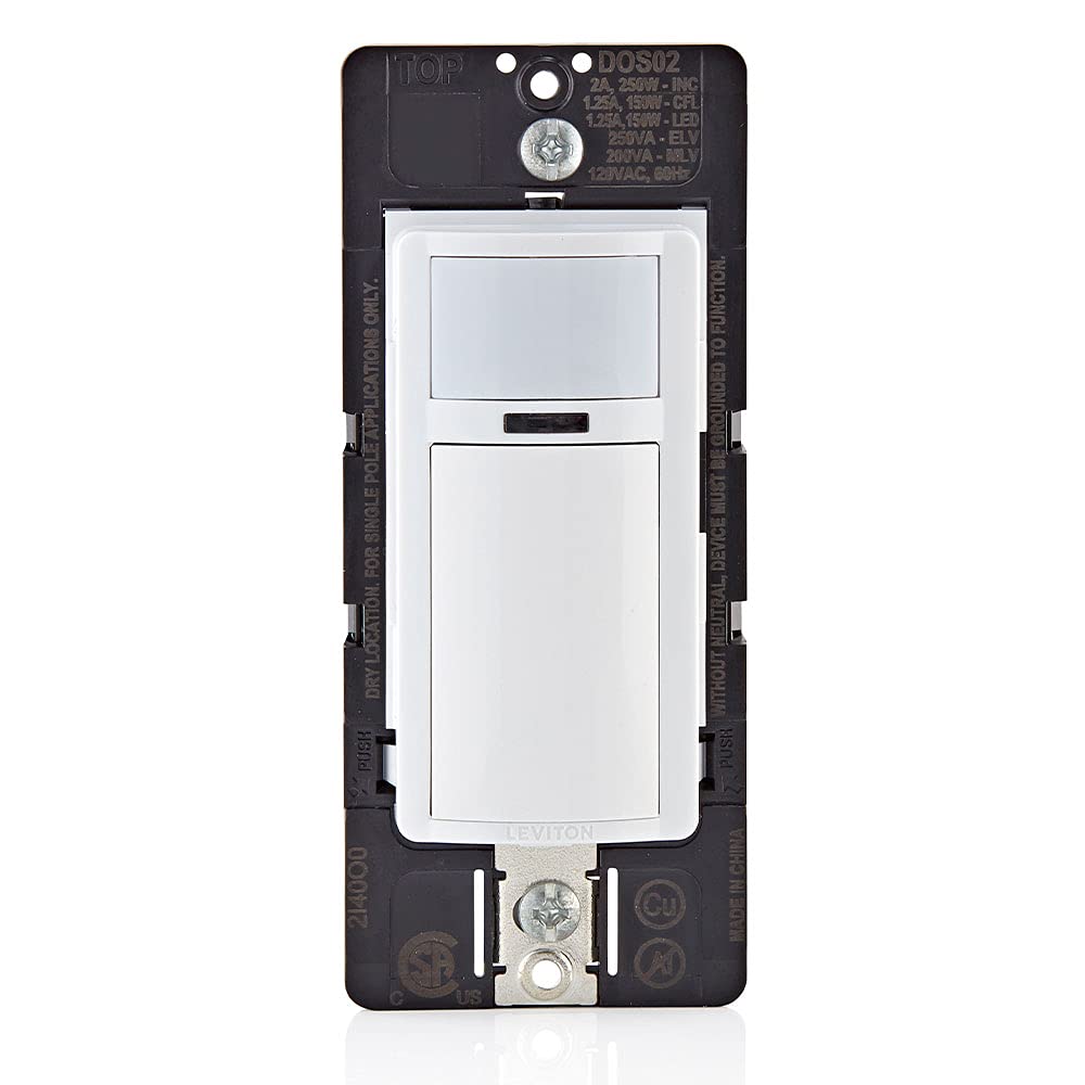 Leviton DOS02-LW front view in white for easy wall integration.