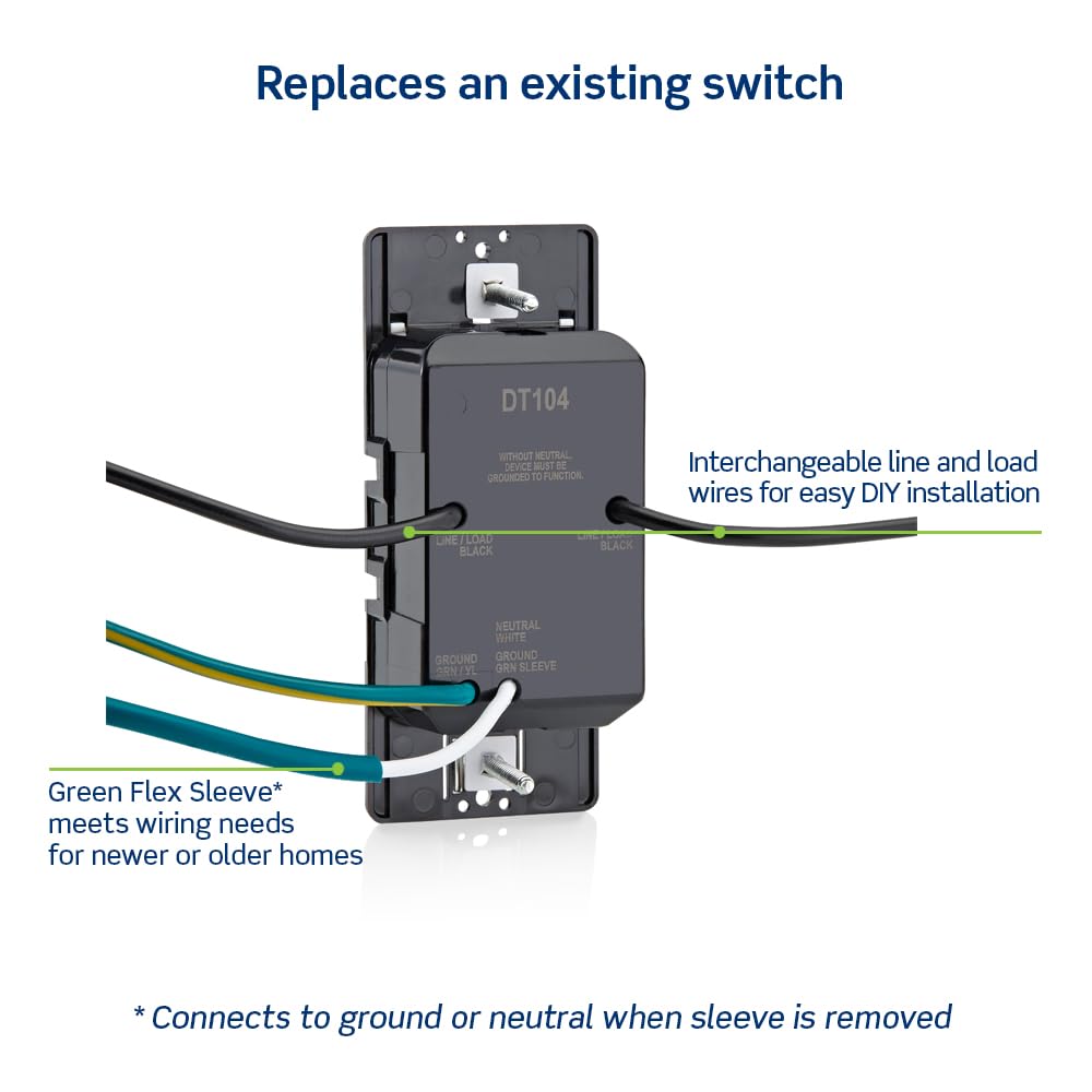 Leviton DT104-1LW buttons close-up; includes 30 min to 4 hour presets.