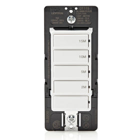 Leviton DT115-1LW front view in white for seamless wall integration and quick control.